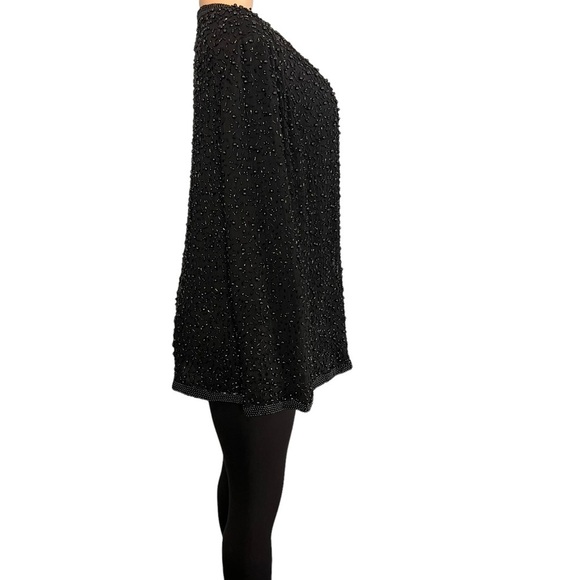 COTE D' AZUR Vintage Evening Black Vintage Gorgeous Beaded Silk Jacket - Picture 7 of 10